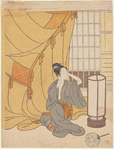 Young woman between net and lantern