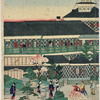 A picture showing the front garden of the Tuskiji Hotel, Tokyo