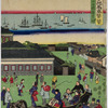 Prosperous area of  Tsukiji in Tokyo, with carriages.  The beautiful scene of the hotel