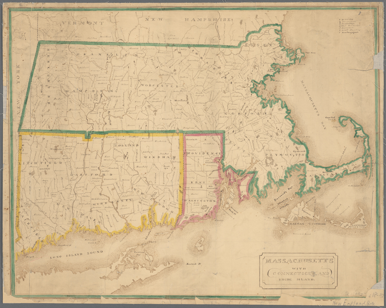 Massachusetts With Connecticut And Rhode Island Nypl Digital Collections 7523