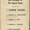 Mercury Records promotional poster for Sophie Tucker recording "Sophie Tucker for President" (Mercury label 5839)