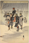 Illustration of the Invasion of China During Which Our Troops Fought Fiercely in Ice and Snow at Haicheng and Major-General Ôshima Bravely Faced the Enemy