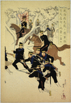 The advance guard at Weihaiwei takes the battery at Hundred Foot Cliff