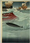Our Torpedo Hitting a Russian Warship at the Great Naval Battle of Port Arthur