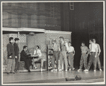 Ken LeRoy and Mickey Calin (a.k.a. Michael Callan) [seated], David Winters, Tony Mordente and cast as Sharks and Jets in the stage production West Side Story