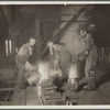 Pouring steel. Brown