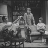 Ben Aliza (with banjo), Gabriel Dell and Rita Moreno in the stage production The Sign in Sidney Brustein's Window