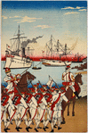 Soldiers and sailors protecting the embassy staff and other Japanese residents abroad