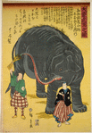 Elephant with two handlers
