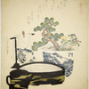 Miniature landscape with robe and bonsai