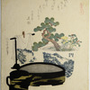 Miniature landscape with robe and bonsai