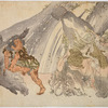 Yamauba watching Kintaro and boar