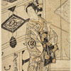 Nakamura Matsue in a female role, represented as standing in his dressing room in the Nakamura theatre