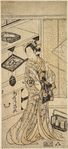 Nakamura Matsue in a female role, represented as standing in his dressing room in the Nakamura theatre