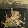 Sanada no Yoichi trying to behead Matana no Goro whom he has thrown to the ground, but finding it impossible to draw his short sword from its scabbard owing to congealed blood