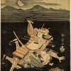 Sanada no Yoichi trying to behead Matana no Goro whom he has thrown to the ground, but finding it impossible to draw his short sword from its scabbard owing to congealed blood