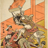 Tadanobu, one of the chief retainers of Minamoto Yoshitune slaying one of his would-be captors with a heavy go table when betrayed to Yoritomo by his mistress