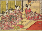 Four Yoshiwara women practicing archery