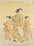 An oiran accompanied by her kamuro