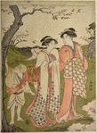Women and a small boy viewing the cherry blossoms at Asukayama