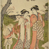 Women and a small boy viewing the cherry blossoms at Asukayama