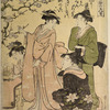 Women viewing a plum tree in bloom