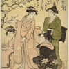 Women viewing a plum tree in bloom