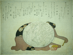 A hand mirror with lacquer case and a bowl of Kaga porcelain