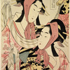 Two geishas dancing the pony dance (harugoma)