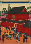 Famous places in Tokyo; a view of Zojoji in Shiba Park