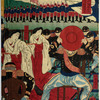 Kyushu army officers drinking sake from giant bowls