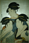 Heads and busts of three women in the style known as "kira-ye" (literally "gorgeous picture")