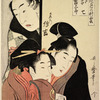 Kichizaemon Denschichi discovering the lovers Yaoya Oshichi and Kosho Kichisaburo
