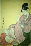 A mother playing with her small son