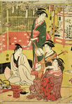 A party of merrymakers at a tea-house in the Yoshiwara