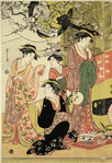 A party of merrymakers at a tea-house in the Yoshiwara