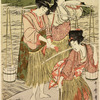 A young man and a group of salt water carriers on the sea shore