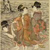 Group of women at Futami Beach, Ise, at sunrise