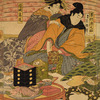 The actors Sawamura Gennosuke and Iwai Kiyotaro at a feast in the Yoshiwara house called Miuraya on New Year's Day