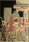 The Sanno Matsuri procession passing the gate of Ii Kamon no kami's town house