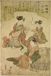 Women masquerading as the so-called Seven Gods of Good Luck.  (Shichi Fukujin)