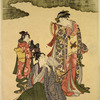 A young man and five women masquerading as the famous poets of the olden times. (Furyu Rokkasen)