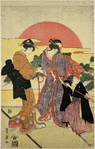 Women taking a daimyo's son for a ride upon a hobby horse