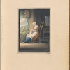 Watercolor of a woman sewing, signed “Wood,” dated 1823, leaf 3 (recto)