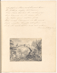 Manuscript poetical extract from Moses Browne’s “To the River Lea”; mounted pencil drawing of a landscape with a bridge over water, signed “M.A.F.”