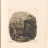Mounted ink wash drawing of ruins and a cityscape, titled, “A Blot, by Smith of Wor[ceste]r”, leaf 8 (recto)