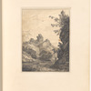 Mounted pencil landscape with ruins