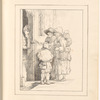 Ink drawing of man giving alms to the poor, signed “C.H.P”