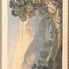 Mounted watercolor landscape with trees, lake and mountains, signed “M. Thornicraft 1822”