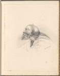 Mounted pencil drawing of an old man in profile, signed “Eliz.th
Horsley”
